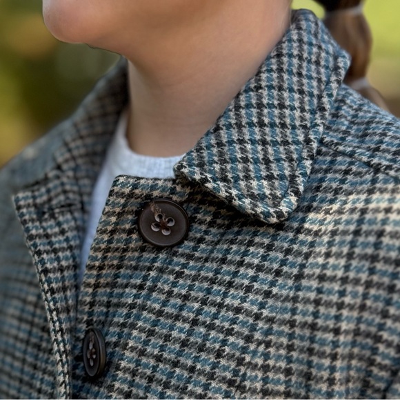 BANANA REPUBLIC 4 XS Y2K Herringbone Peplum Hem Wool Linen Blend Jacket Coat - Picture 3 of 12